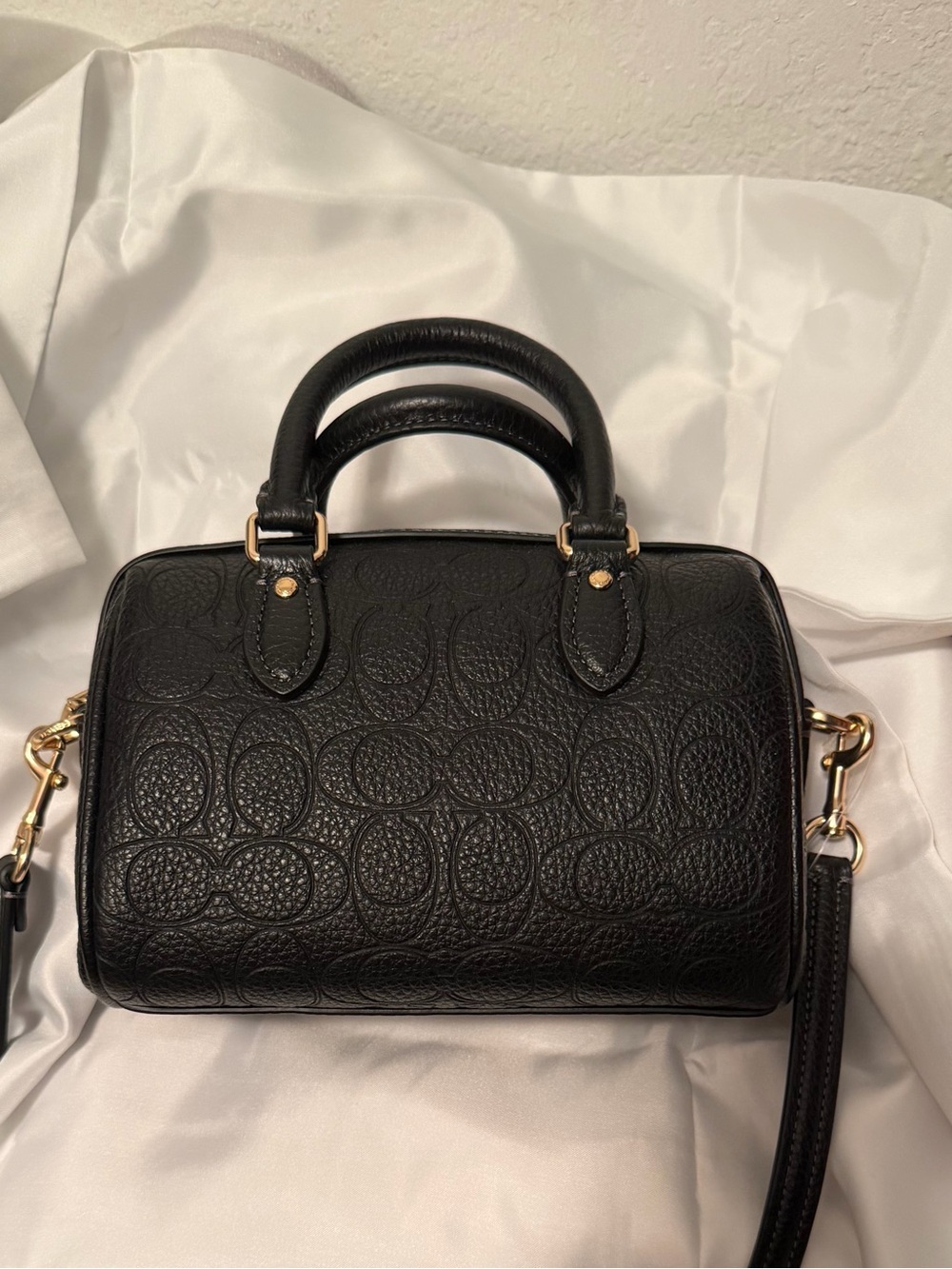 Coach Black Pebbled Signature Mini Satchel with Gold Hardware - Picture 3 of 3
